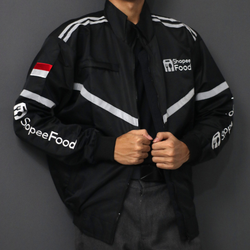 Jaket bomber hitam ojek online / jaket shp food hitam / driver ojol / jaket motor pria Termurah