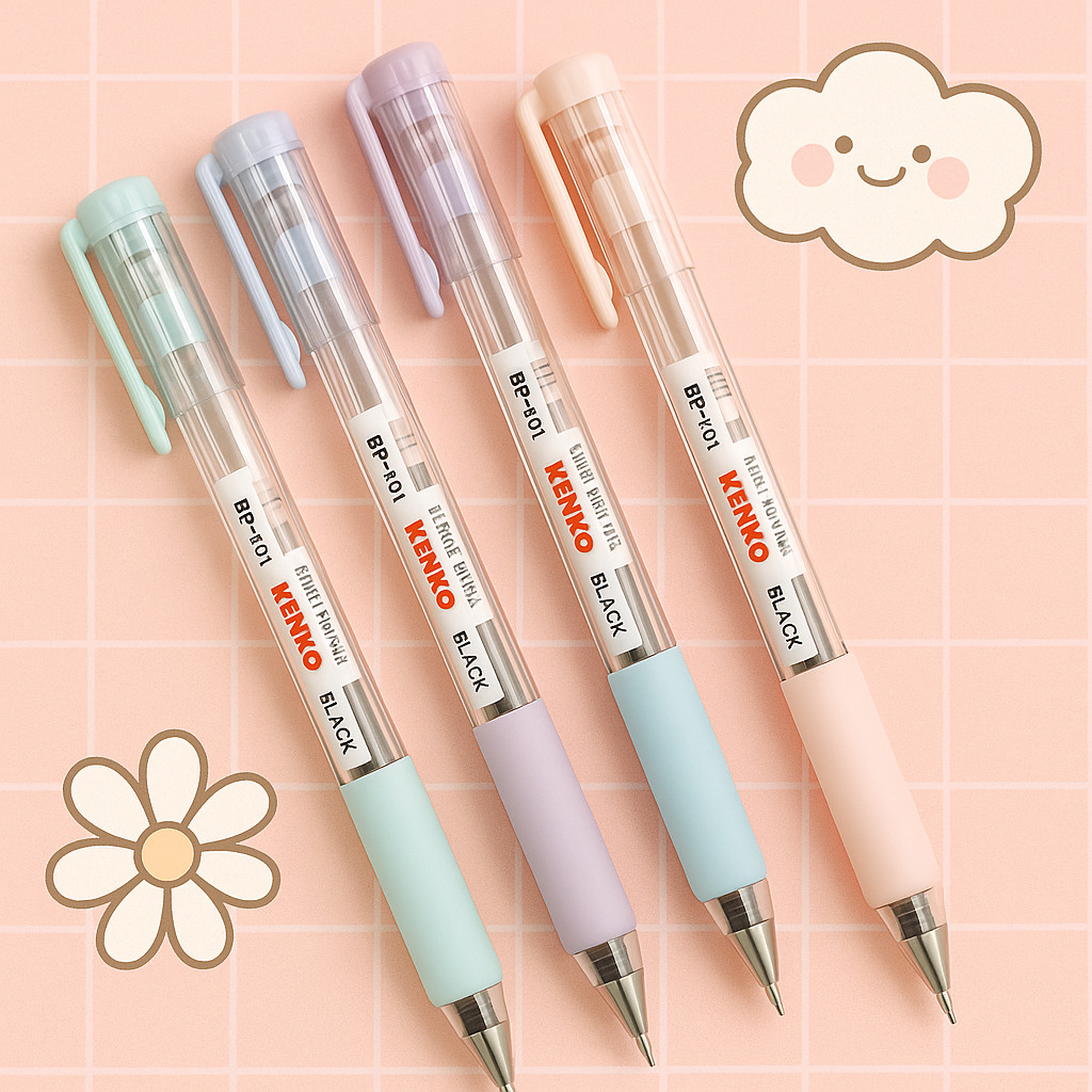 

1 PCS Ballpoint Kenko BP-101 Pulpen Semi Gel 0.7mm Pastel Series Pen Lusinan 12 pcs
