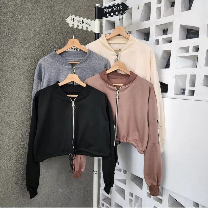 Crop Zipper bomber wanita - Jacket Baseball crooppe