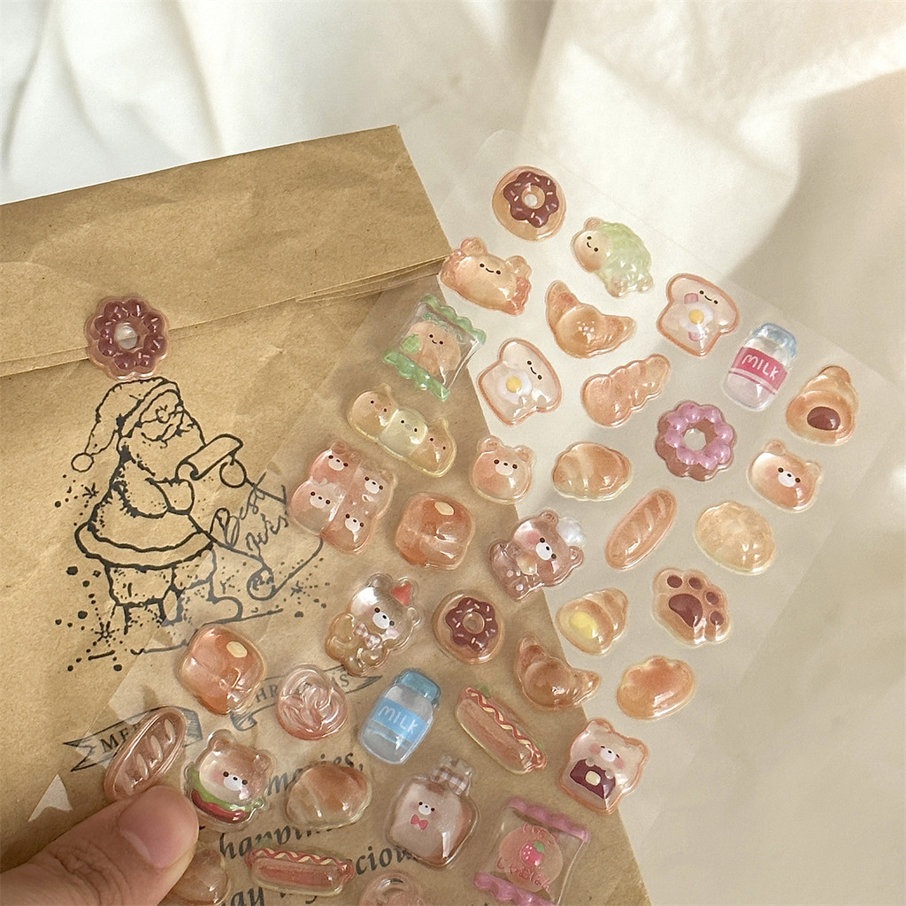 

Creative 3D relief sticker cute little bear rabbit ghost DIY mobile phone case diary stationery sticker decoration children like