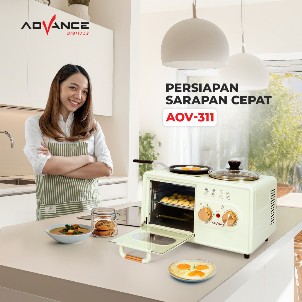 【Bisa dikirim hari ini】Advance Peralatan Masak Serbaguna Mesin Sarapan Oven Listrik/Pan/Kompor Multi