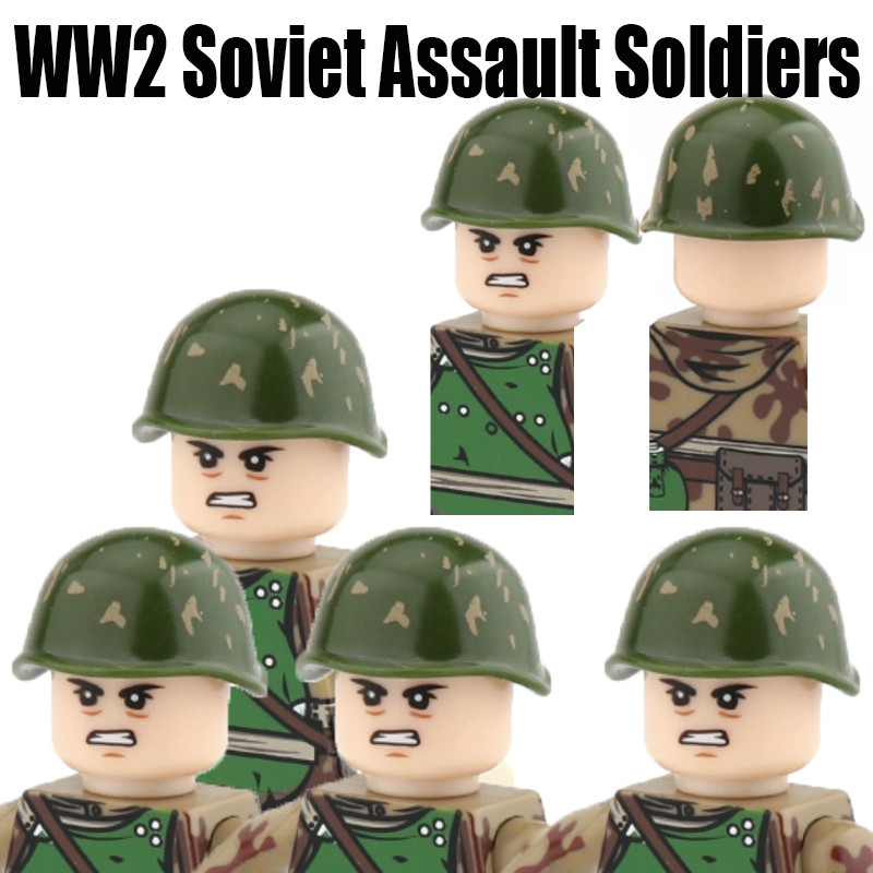 WW2 Military Soviet Union Assault Soldier Figures Building Blocks WW1 Army War Warior Infantry Acces