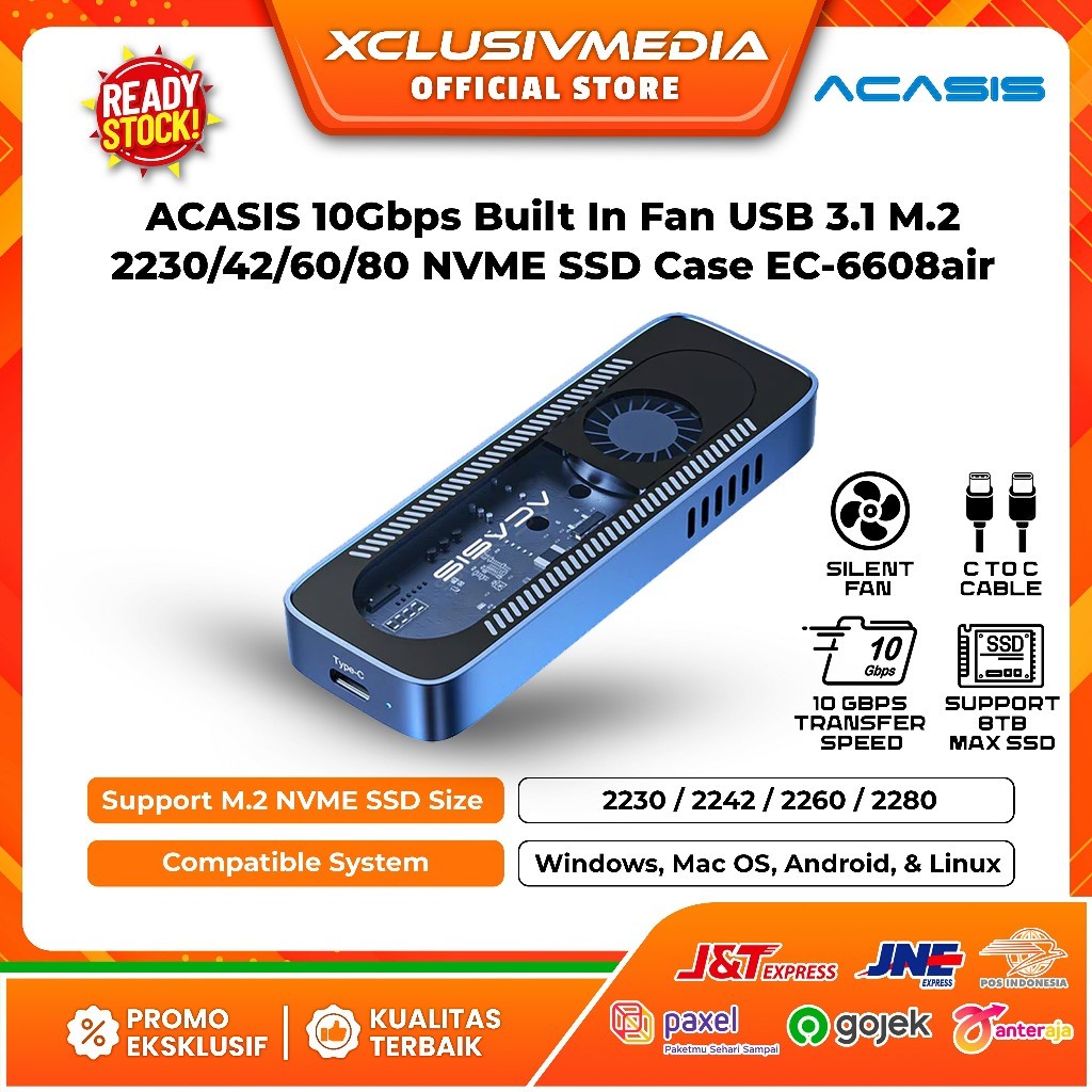 Acasis 10Gbps USB 3.1 M.2 NVMe SSD Enclosure Case EC-6608air