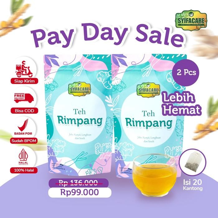 

[BPOM] Paket 2 Pcs Teh Rimpang Syifacare - Minuman Herbal Rempah Jahe Kunyit Lengkuas Sereh - BPOM & HALAL MUI Terlaris