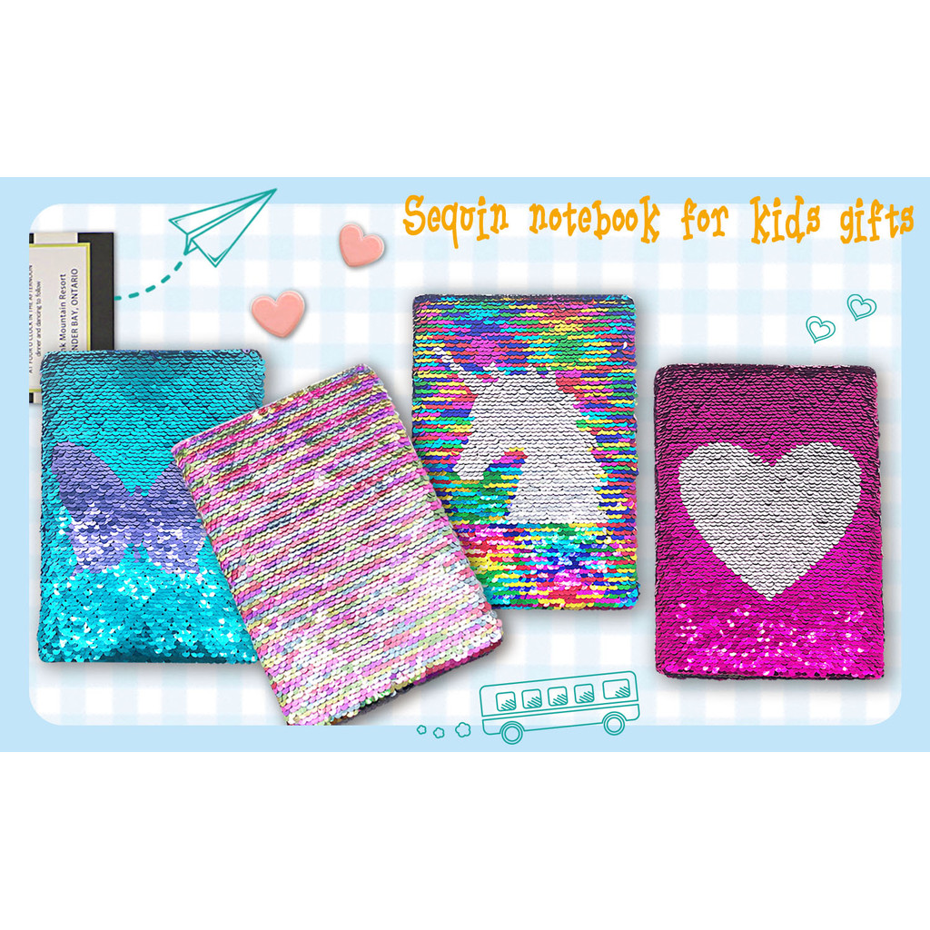 

Sequin Secret Diary for Girls, 8.5x5.5 Inches 160 Lined Pages Different Design Reversible Sequin Kids Journal for Teenages