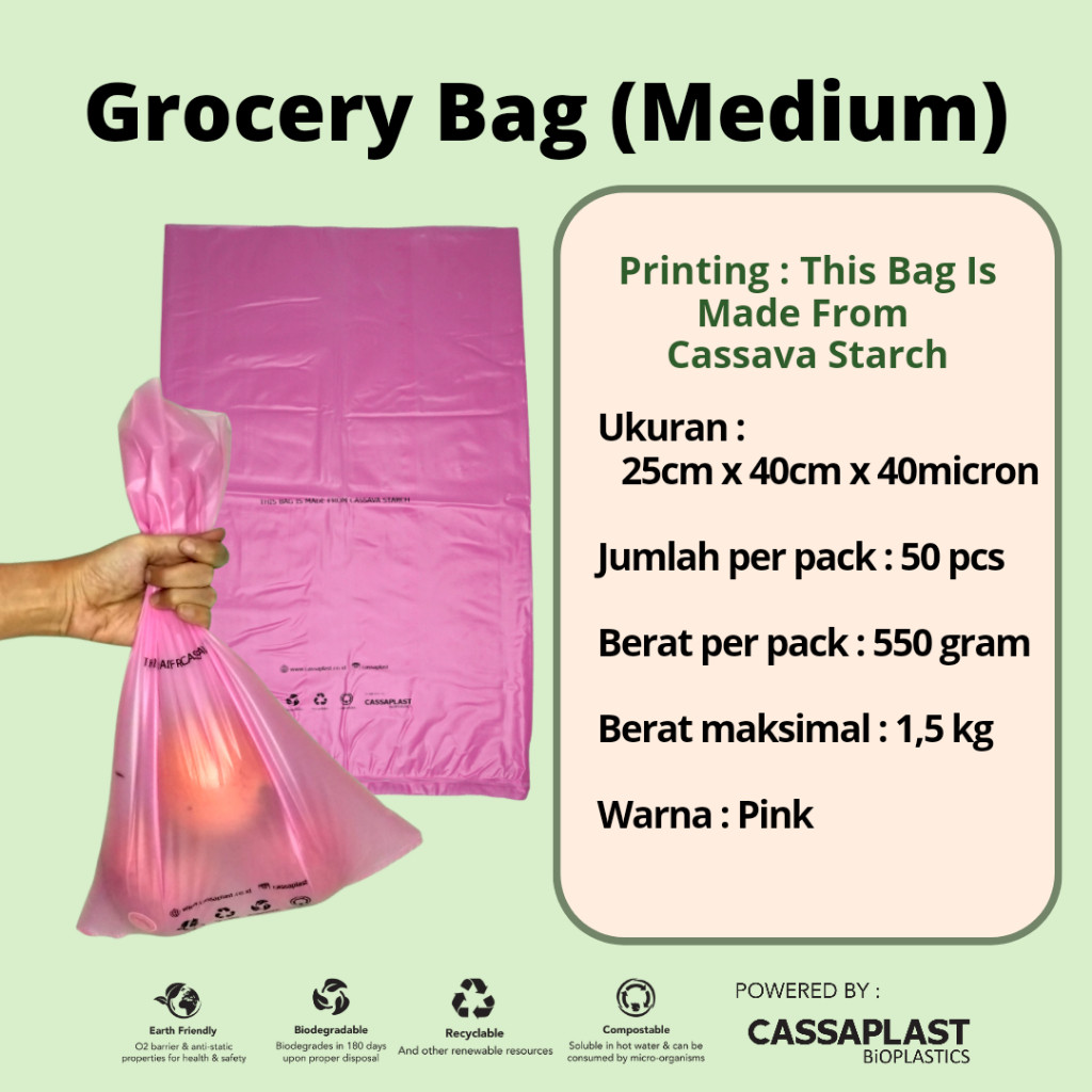 Grocery Bag Medium kantong singkong ramah lingkungan eco friendly packing online packaging olshop ca