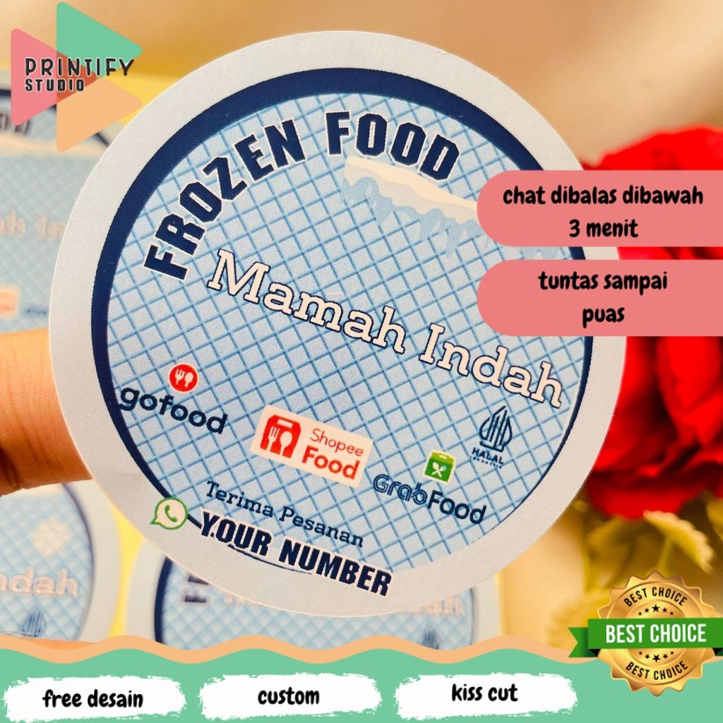 

Printify 5-8 Sticker Label Makanan Beku Free Desain Produk Frozen Food Bulat Chromo Custom Murah