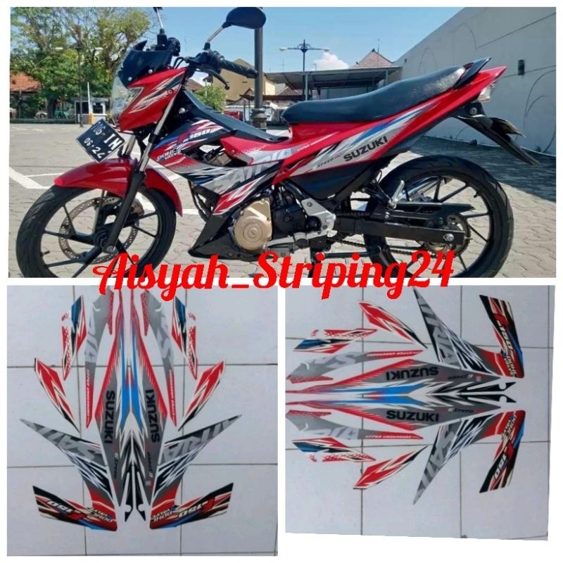 Stiker striping satria Fu facelift FL 2013 2014 silver merah