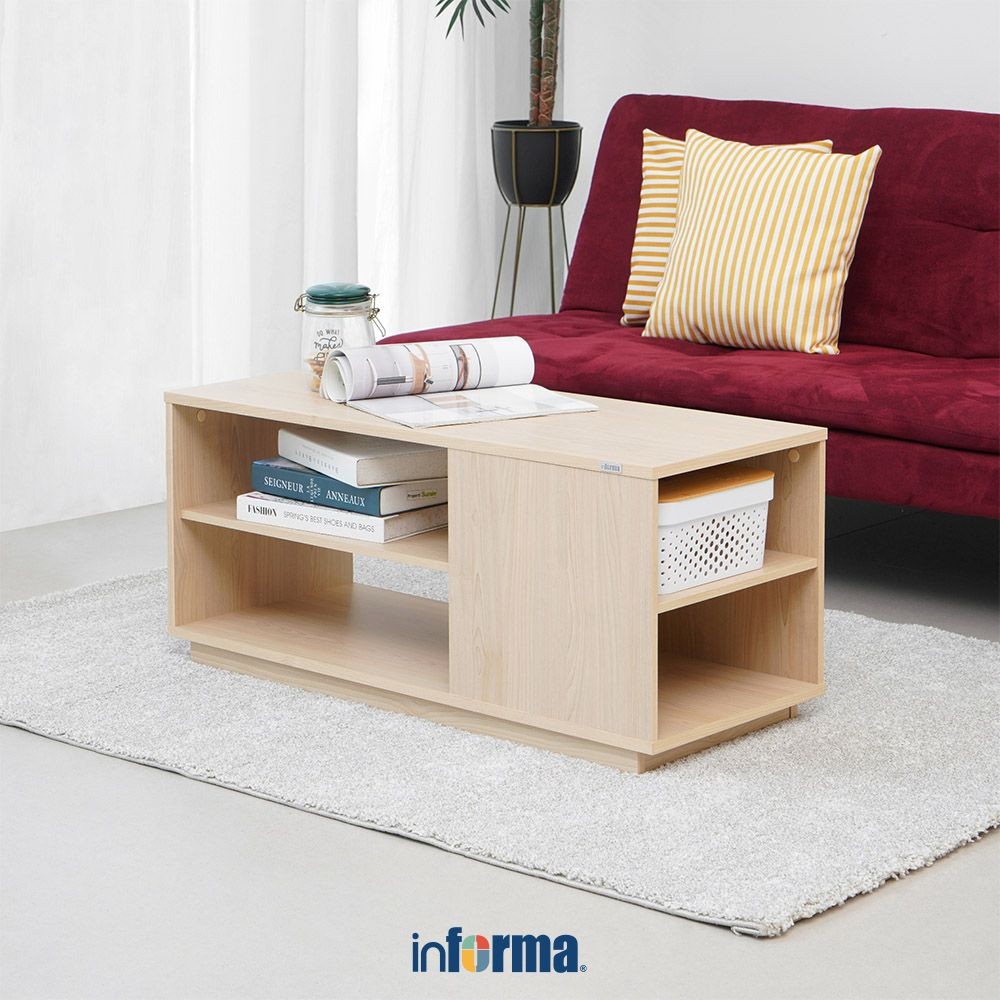 Informa Rana Meja Tamu Rectangle - Cokelat Maple Coffee Table Tamu Serbaguna Furniture Rumah Aesthet