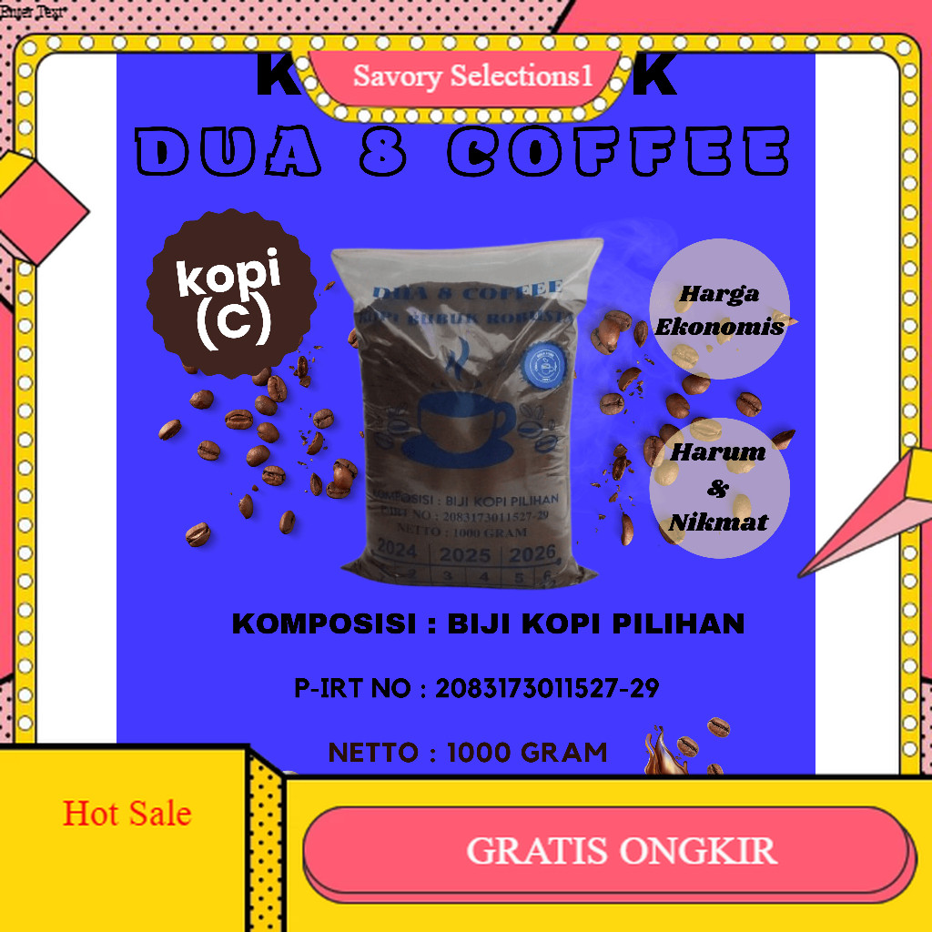 

【SAVORY】 FLASH SALE!! KOPI BUBUK ROBUSTA 1KG (Produk C) HARUM dan NIKMAT