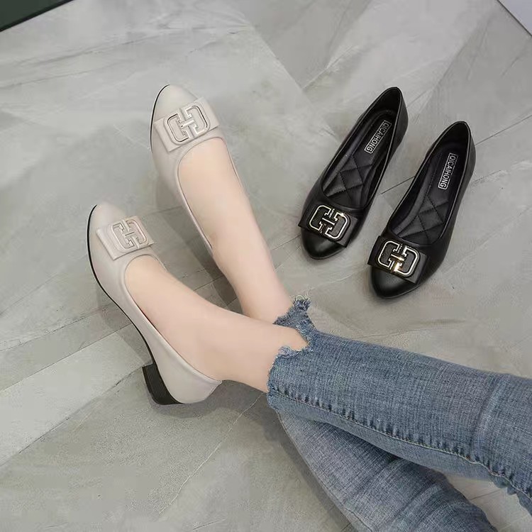 Sepatu Flat Shoes Wanita Hak Sepatu Bahan Jelly Mules Hak Tahu Sepatu Kerja  TG1597