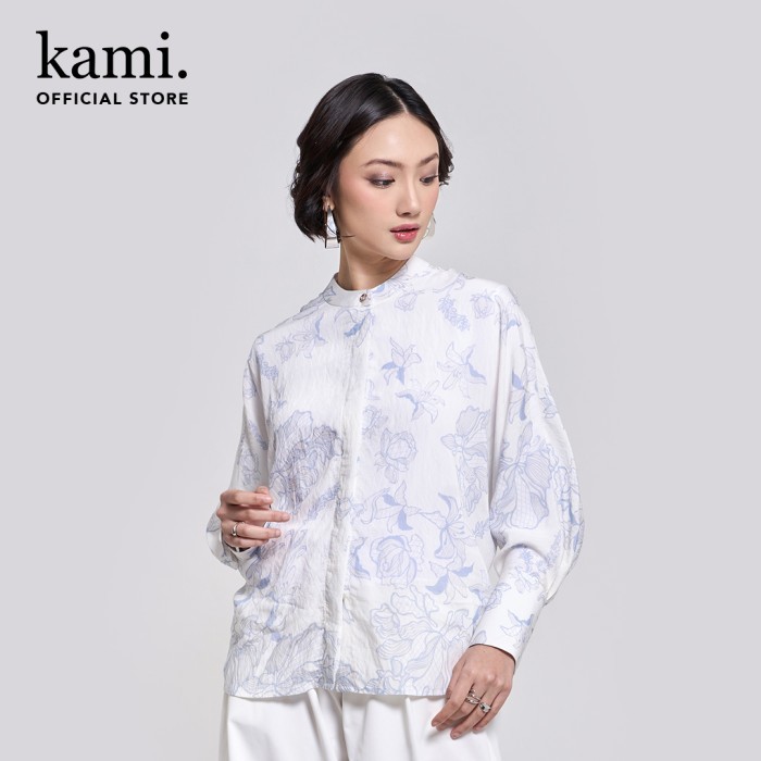 Kami Zadia Drawstring Top Atasan Lengan Panjang Wanita - White, L