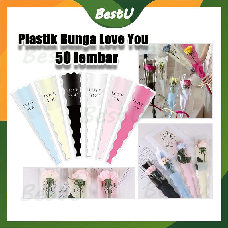 

50 Lembar Kertas Pembungkus Buket Satu Bunga Mawar / Cellophane Tangkai Mawar