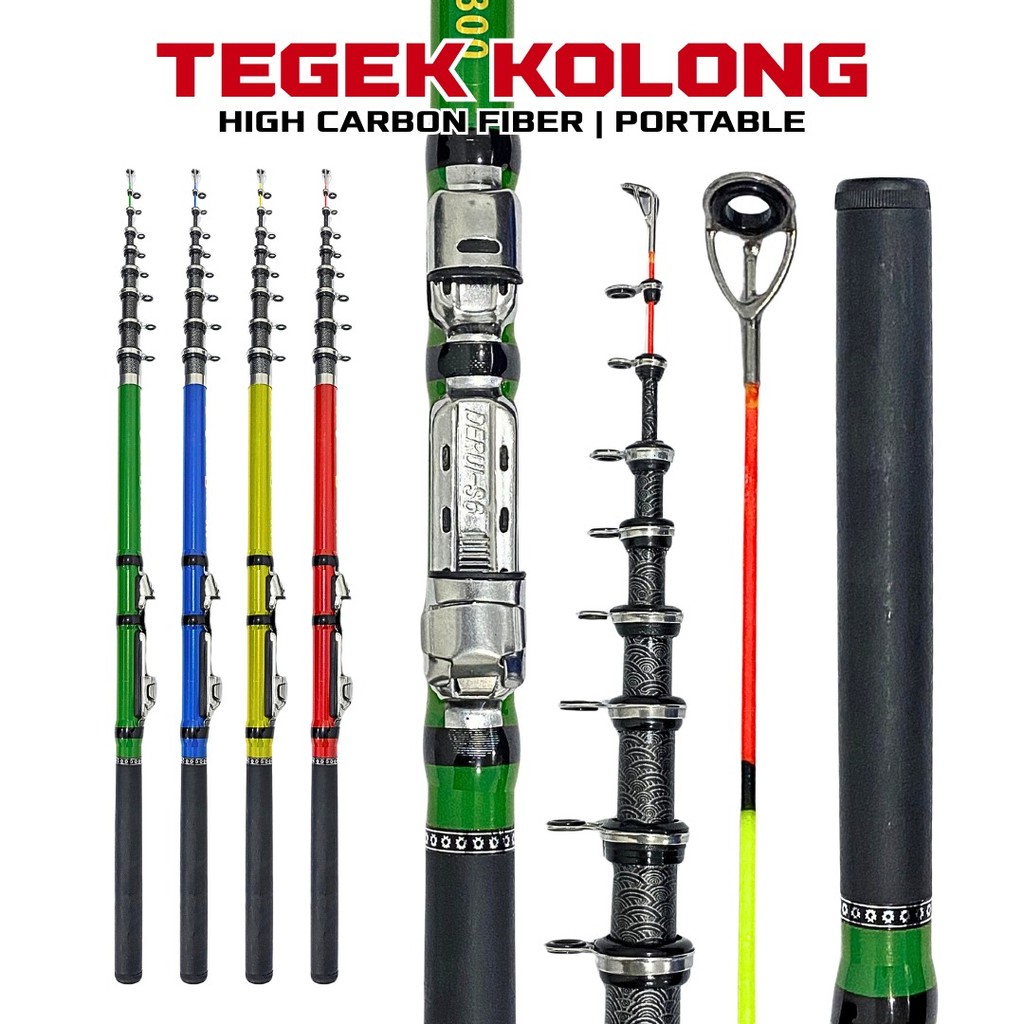 Joran Pancing Tegek Kolong Bahan High Carbon Fiber Joran Tegek Telescopic Portable untuk Mancing