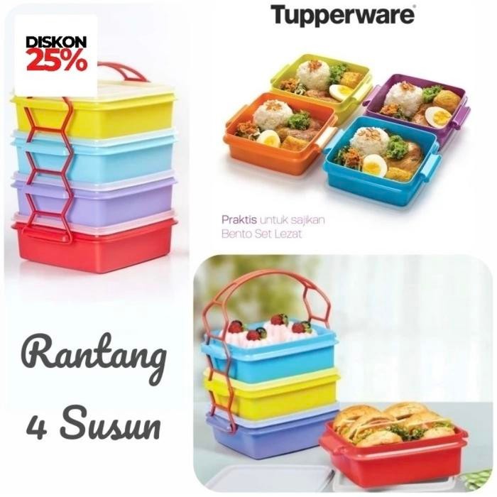 READY Rantang susun 4 warna Tupperware Carry All Set - 4 susun