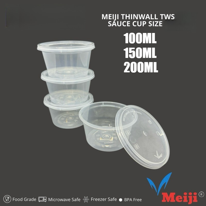 MEIJI THINWALL SAUCE CUP 100ML 150ML 200ML ISI 50PCS PER PACK TEMPAT SAUS SAOS PLASTIK FOODGRADE TWS