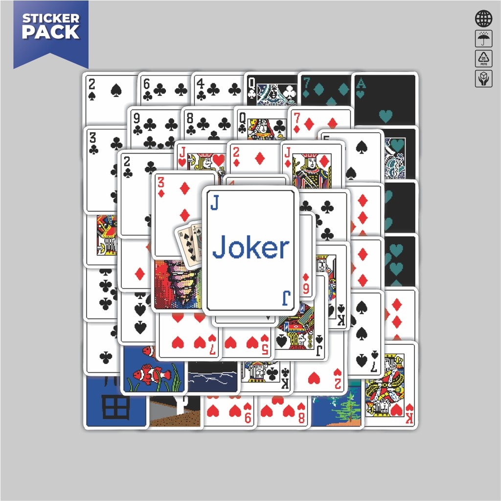 

[100PCS]Stiker Pack Stiker Kartu Poker V7 Aesthetic Vinyl Anti Air Dekorasi Sticker Laptop Buku Journal Koper Helm Casing HP Gitar Helm Skateboard