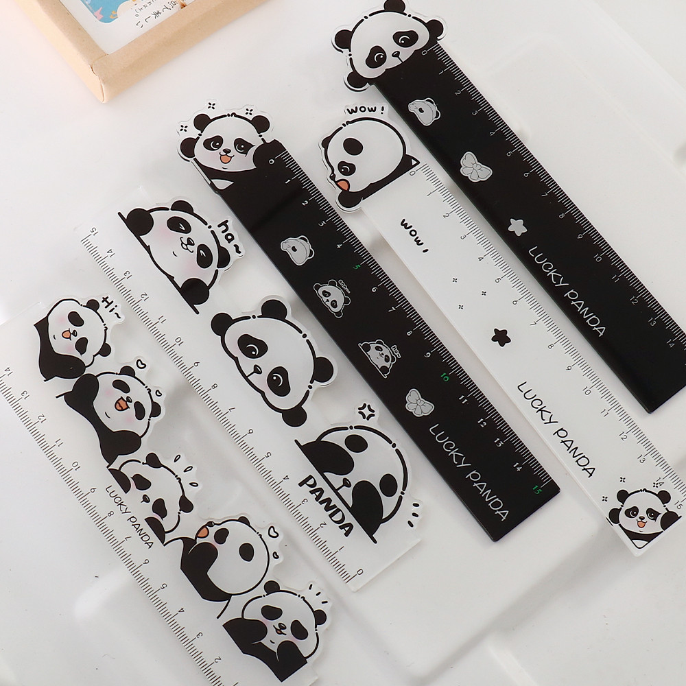 

1 Piece Cute panda Straight Kawaii Christmas Ruler Tools Stationery Cartoon Drawing Office School Measuring