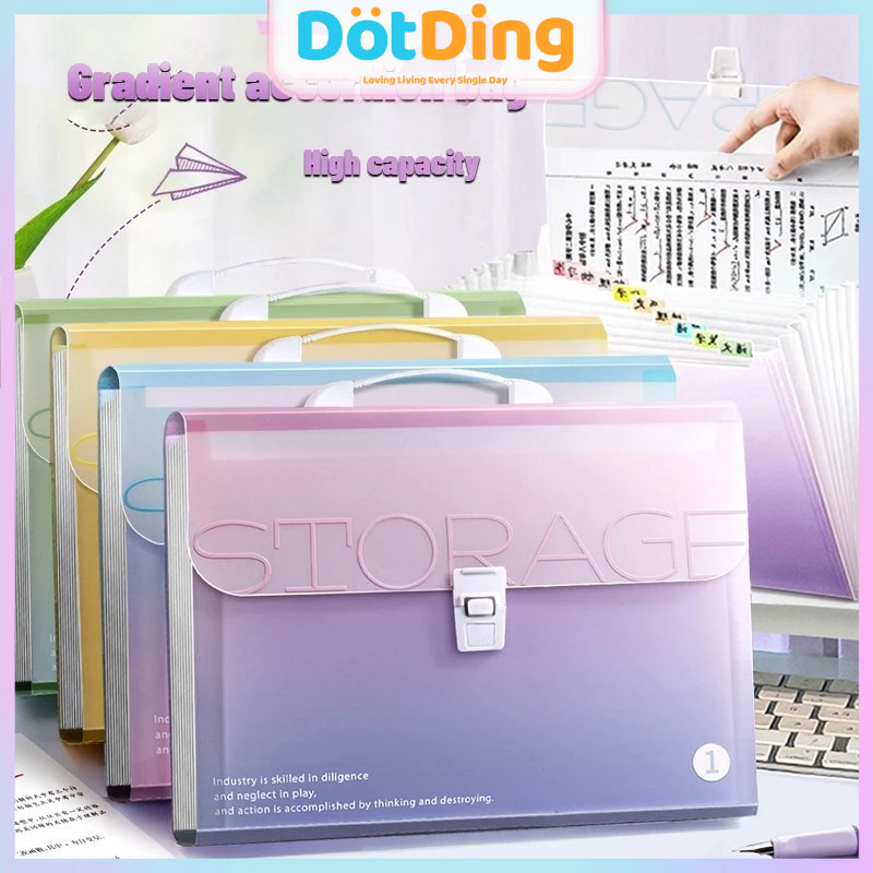 

[DOTDING] Tas File Transparan Anti Air 13 Ruang - Handle Warna Lapisan Ganda & Desain Ringkas A4/13 Layers Portable Folder Multi-Layer File Bag Large Capacity Student Examination Paper Storage Bag Office Stationery Q149