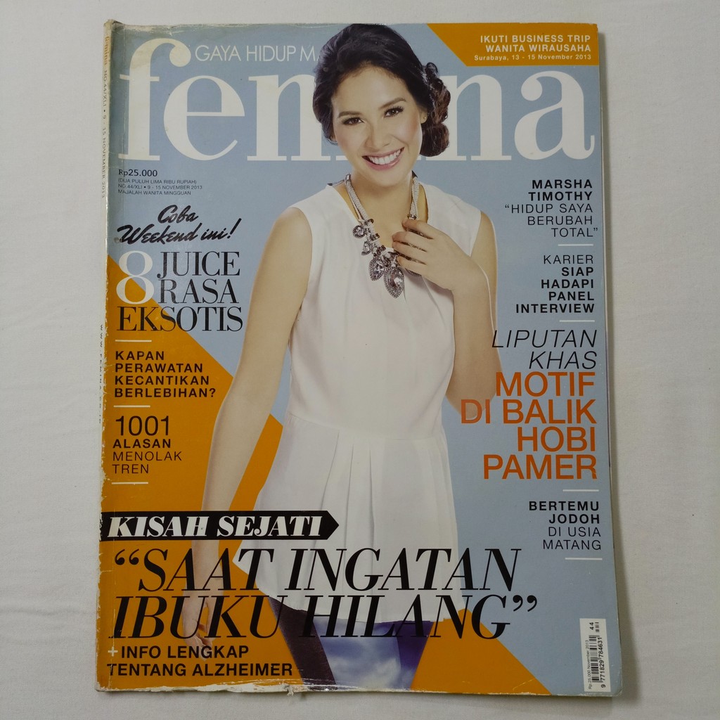 Majalah Femina Cover Marsha Timothy Tahun 2013