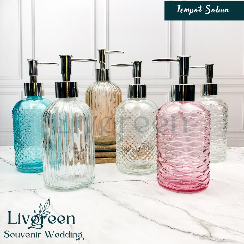 Dispenser Sabun Tempat Sabun Tempat Botol kaca Shampo Sabun Pump 450ml Botol Kaca PUMP Tempat Shampo