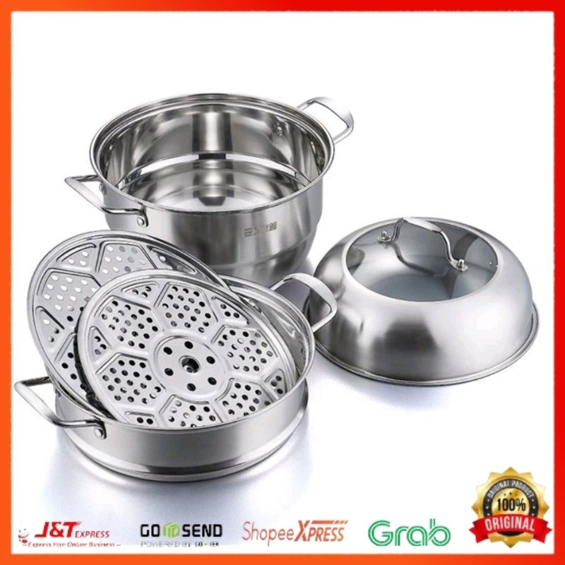 Panci Kukus Stainless Nagako 30 Cm 3 Tingkat