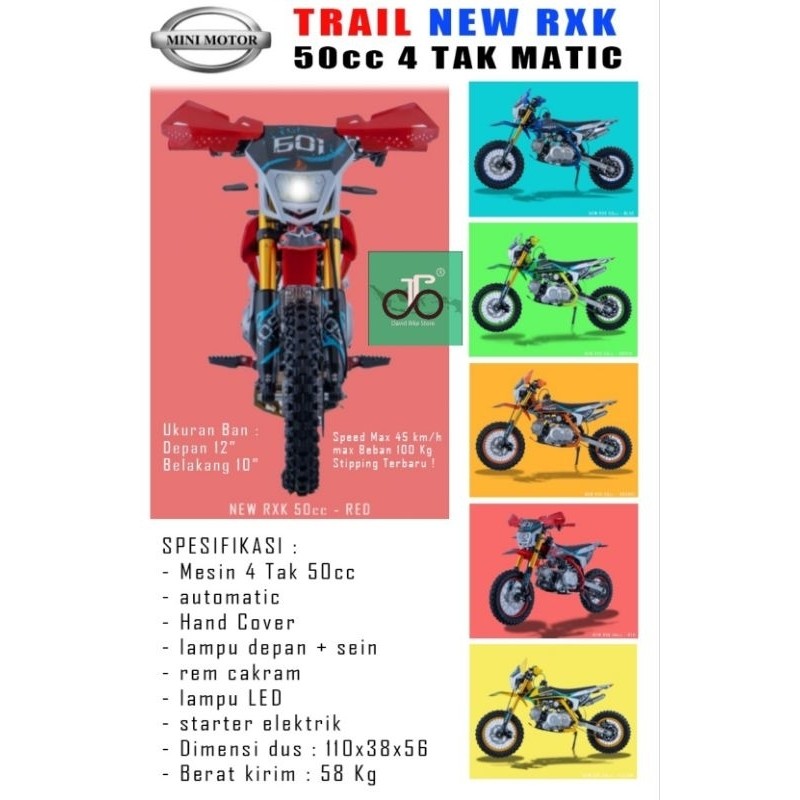 MiniMotor Medium Trail Cross Jaguar Jackle RXK NEW lampu 50cc 4tak Matic New
