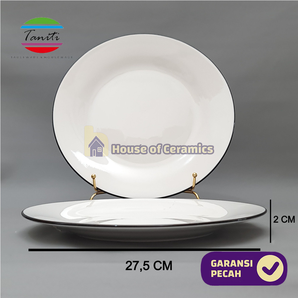TANITI Piring Keramik Makan Ceper 10,5 Inch  Piring Restoran Putih Polos Keramik Cantik Aesthetic Be