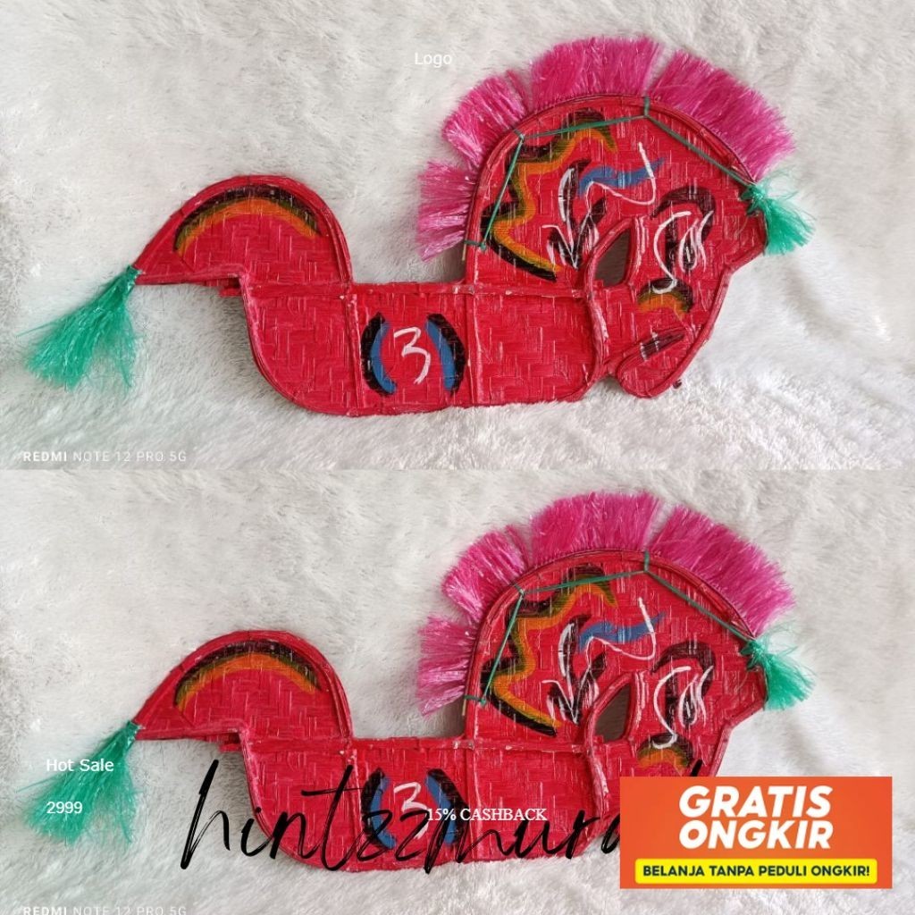 Kuda Kepang Anak Warna Merah Putih Hitam / Jaran Kepang / Jaranan / Kepang Anak / Kuda Lumping Anak 