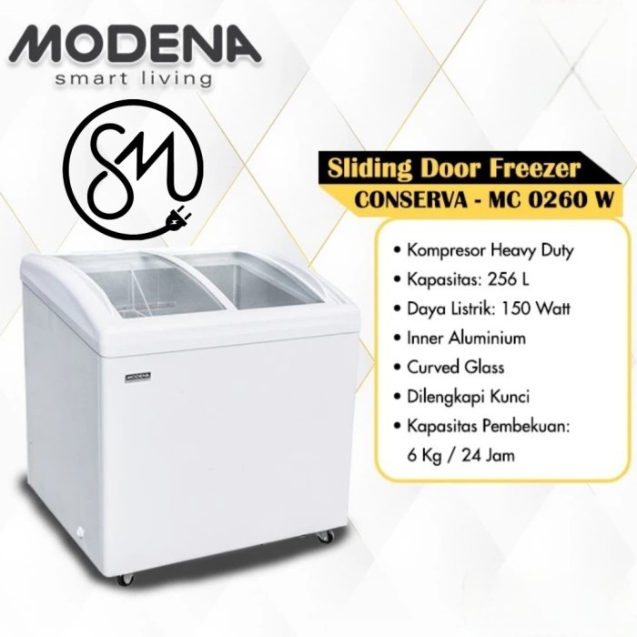 Chest Freezer Box Modena MC-0260 W 256 L MC0260W Sliding door Conserva