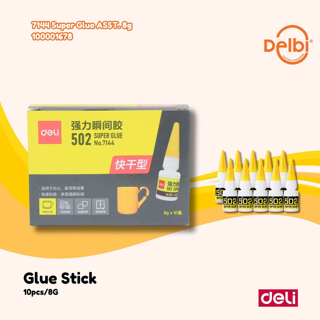 

Deli Lem Super Glue 8g Menempel dan Merekat Kuat 7144 Super Glue ASST. 8g