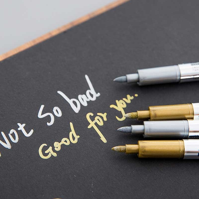 

1.5mm DIY Metalic Marker Pens Permanent Paint Metal Fabric Markers Pens Sharpie Gold Silver Craftwork Pen Art painting Supplies