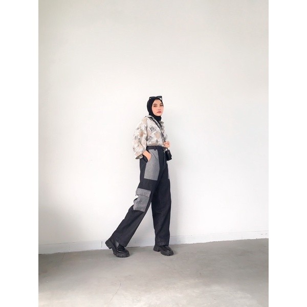 HL Jeans Cargo Black- Celana Cargo Jeans (H Series)