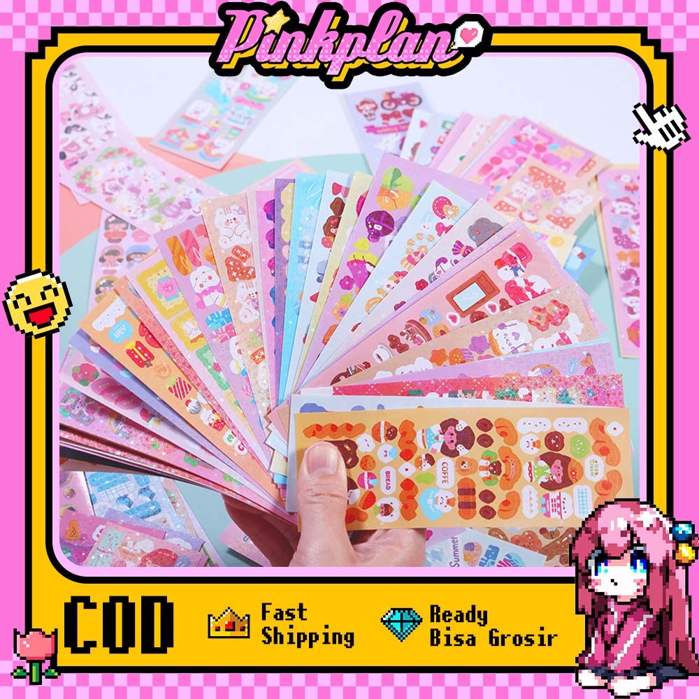 

40/60/100 Lembar DIY Cute Stiker Set Anak Kartun Shiny Stiker Mahasiswa Hias Bahan Colorful Cartoon Cute Stiker