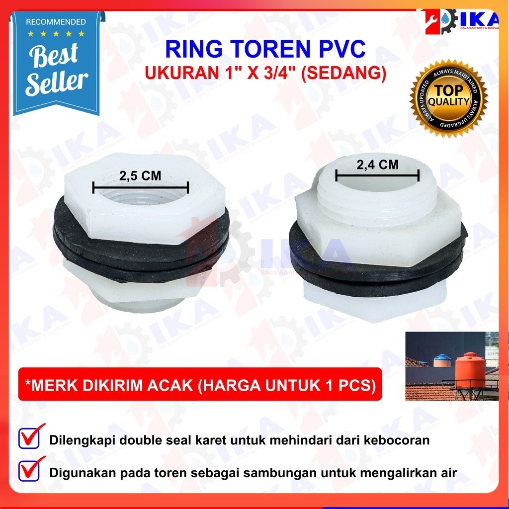 Ring Toren PVC 1 " x 3/4 " Mur Toren 3/4" PVC / Drat Torn 3/4 Inch Drat toren 3/4" drat | drat kolam
