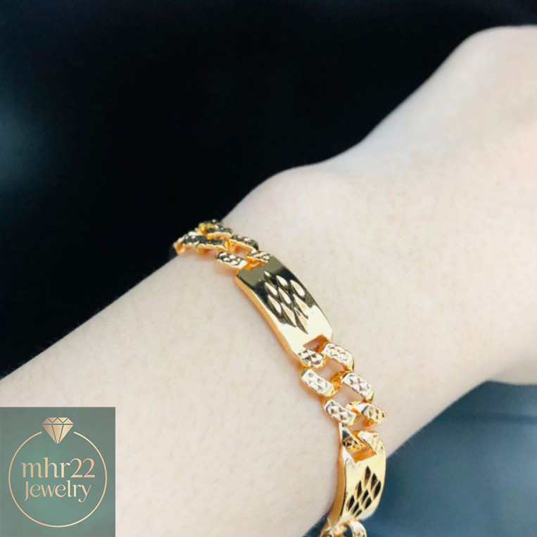 gelang wanita model rantai plat emas asli 24k emas muda kadar 17,7 (ada surat dan dompet)