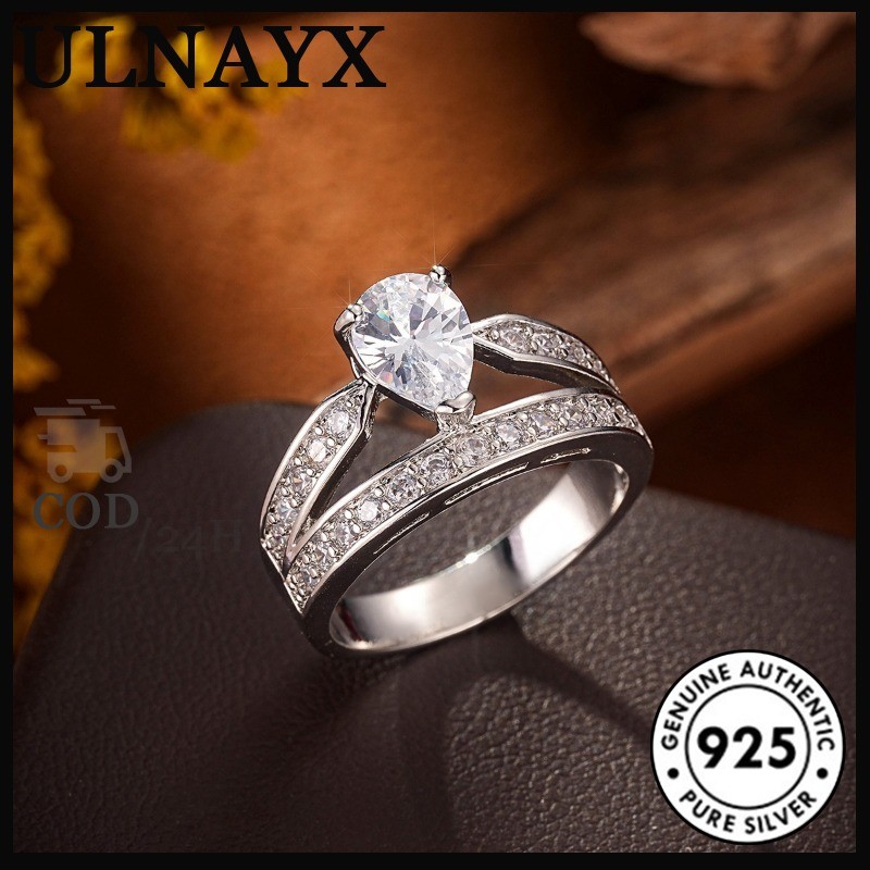 Cincin Berlian Tetesan Moissanite Berlian Platinum Ganda
