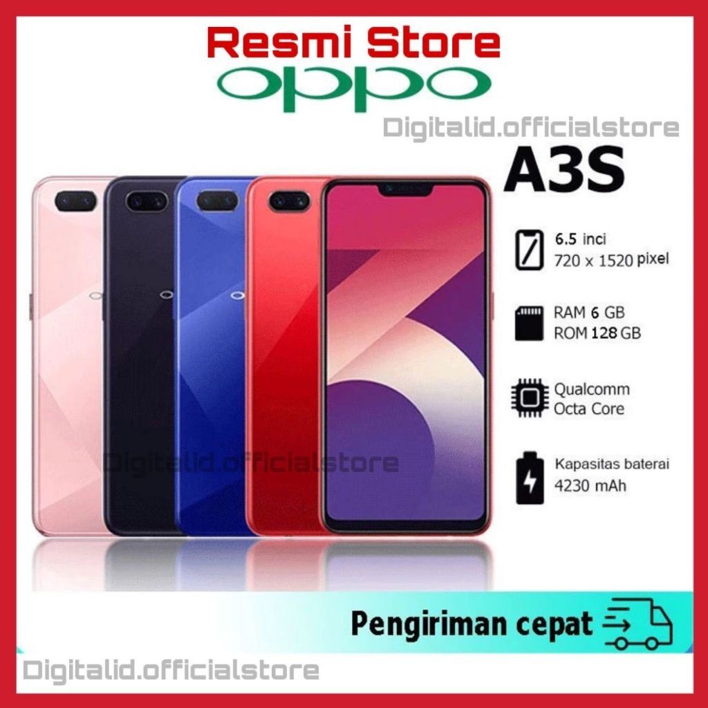 OPPO A3s HP RAM 6/128GB  GARANSI 1 TAHUN BARU HD Dual Camera android Smartphone