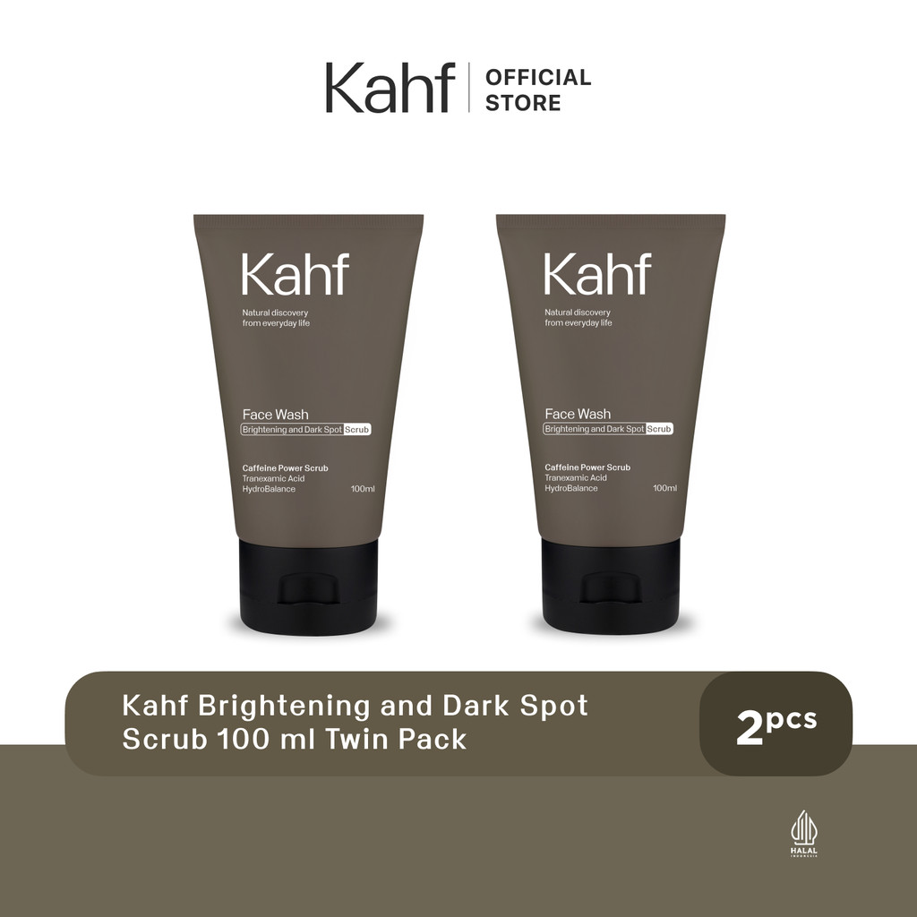 Kahf Brightening and Anti Darkspot  Scrub Face Wash 100 ml Twin Pack - Perawatan Wajah Pria (Lawan N