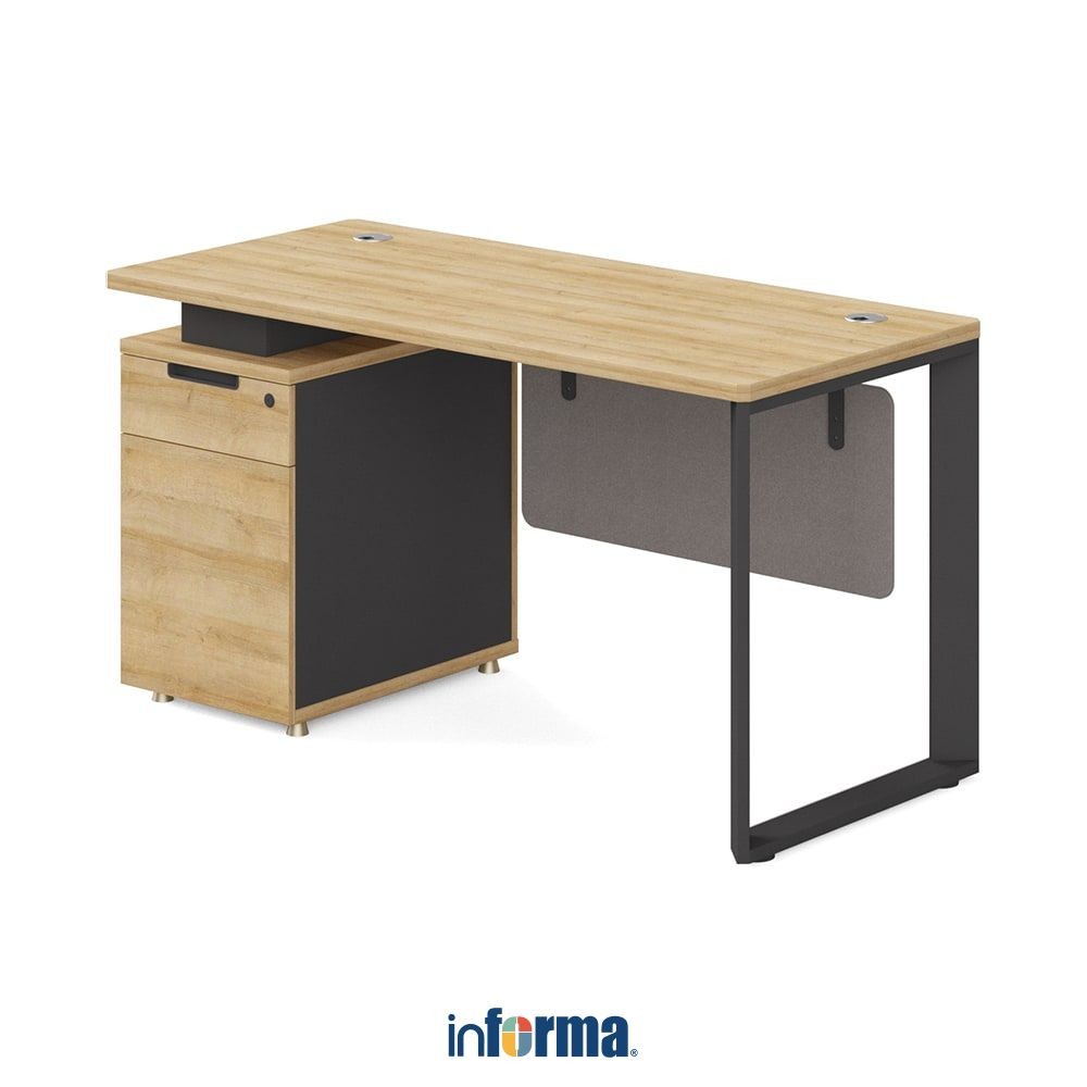 Informa Maine Meja Kantor 120X60X75 cm - Cokelat Office Table Furnitur Kantor Meja Kerja Belajar Min