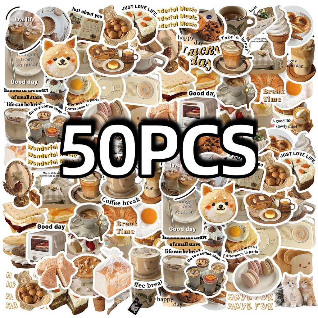 

50pcs Sweet Treats Compilation With Mini Exquisite Decor,For Diaries,Cup,Laptop, Phone,Scrapbook