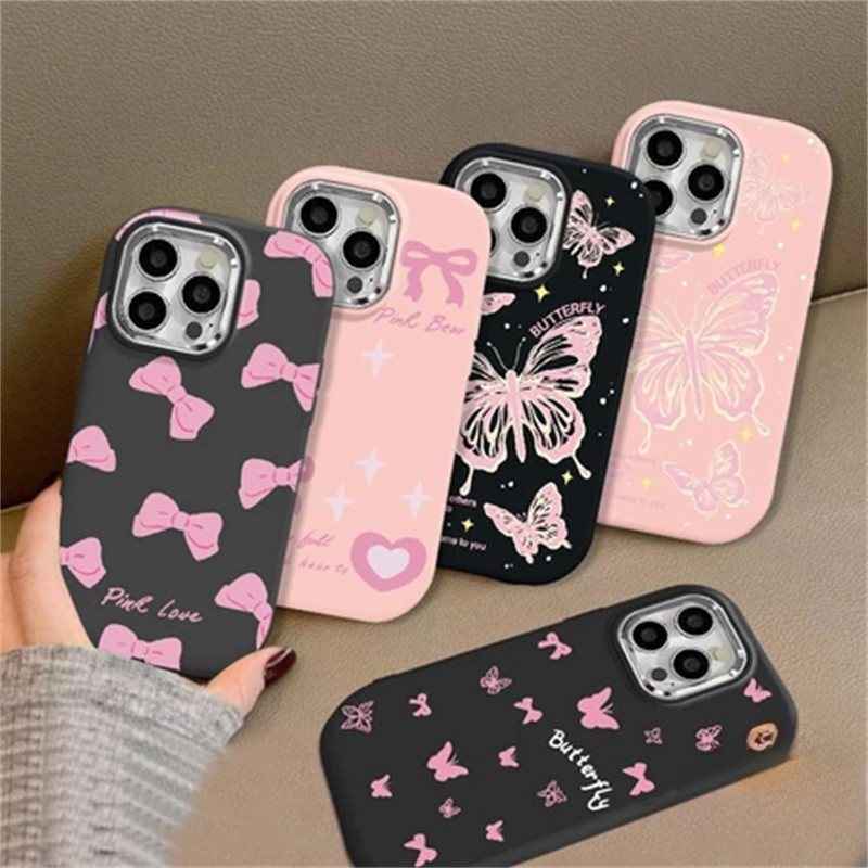 Seri casing ponsel kupu-kupu yang modis dan lucu, cocok untuk iPhone XR iPhone 15 14 13 12 Pro Max i