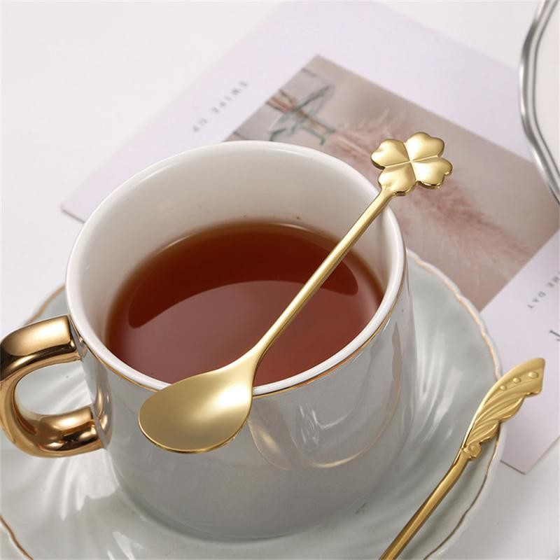 

1PC Four-leaf Clover Coffee Spoon Creative Teaspoon Dessert Honey Salad Tea Mixing Spoon Stainless Steel Tableware Kitchen Tools