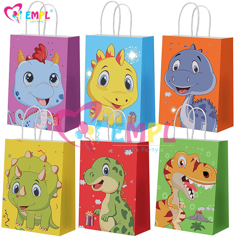 

Dinosaur Party Kraft Paper Gift Bags with Handle Dino Candy Favor Bag Wedding Baby Shower Kids Birthday Goody Bag Party Supplies