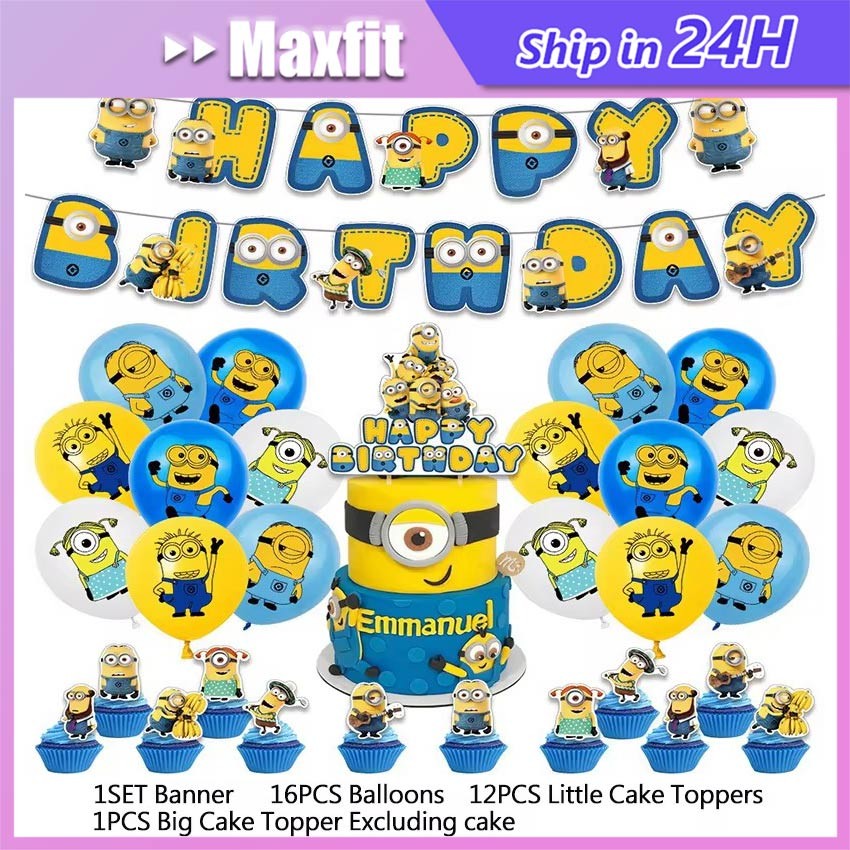 31Pcs/Set Banner / Bunting Flag Happy Birthday / Ulang Tahun Minion / Balon Minions Ulang Tahun / Mi