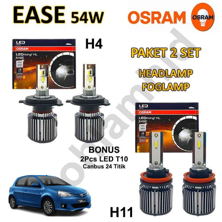Paket 2 Set Lampu LED Etios Valco OSRAM LEDriving HL EASE Headlamp dan Foglamp