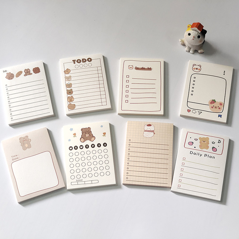 

50 Sheets Cute Bear Memo Pad Decoration Notes Paper To Do List Notepad Daily Planner DIY Scrapbook Stationery School Supplies