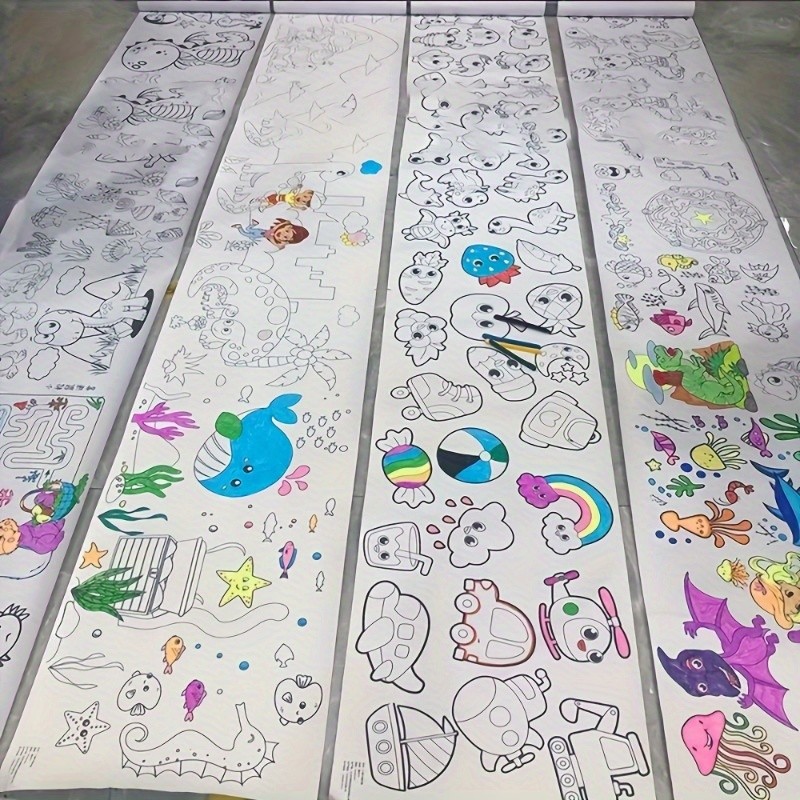 

Children Graffiti Scroll Coloring Painting Paper Long Scroll Kindergarten Baby Color Canvas Attached To the Wall Not Dirty Wall