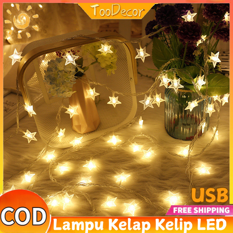 Lampu Kelap 5 Meter LED Bintang Warna Warni Hias Lampu LED Natal Hias