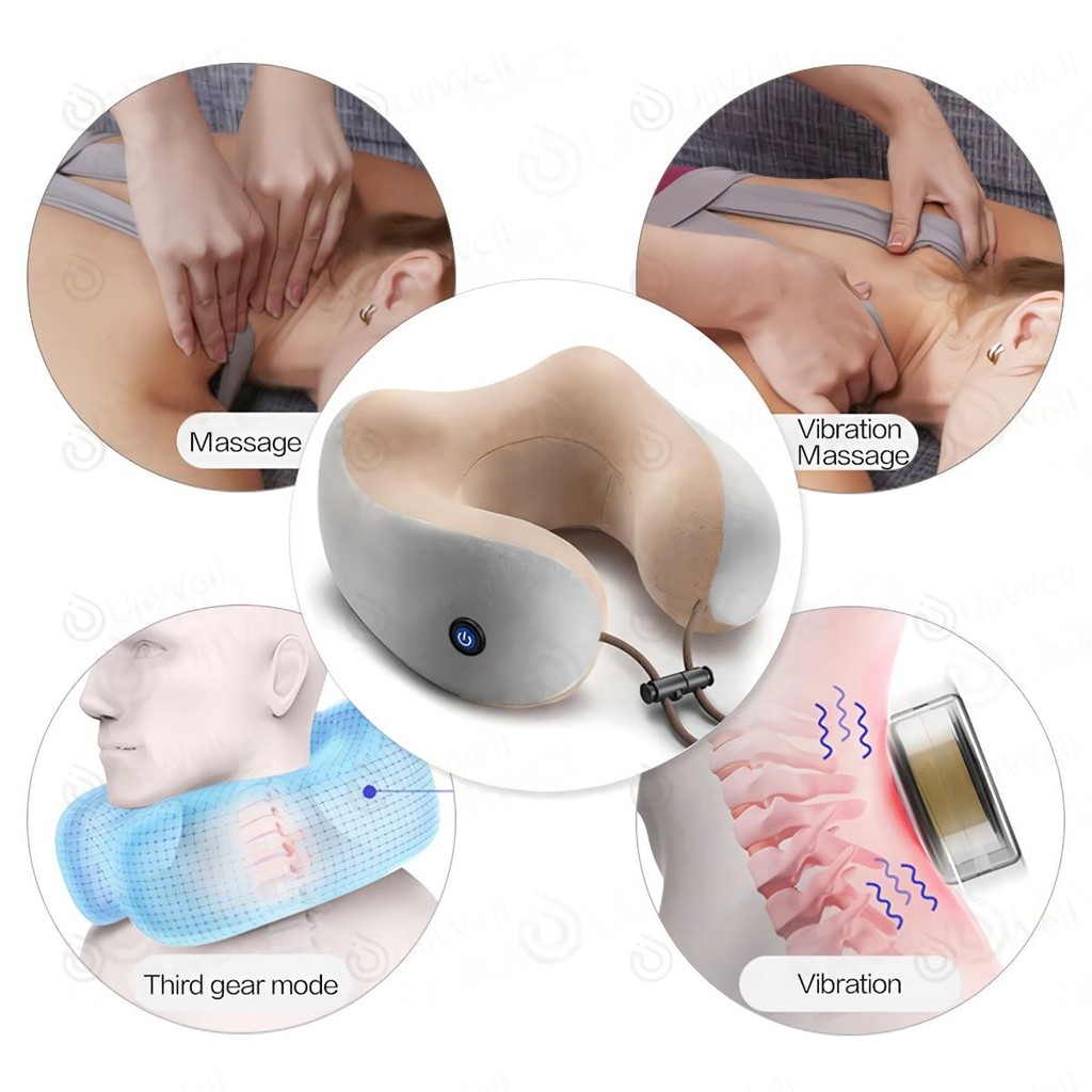 SHIIE Bantal Pijat Leher Bentuk U / Massage Neck / Alat Pijat Terapi Pegal Elektrik Portable Pempija